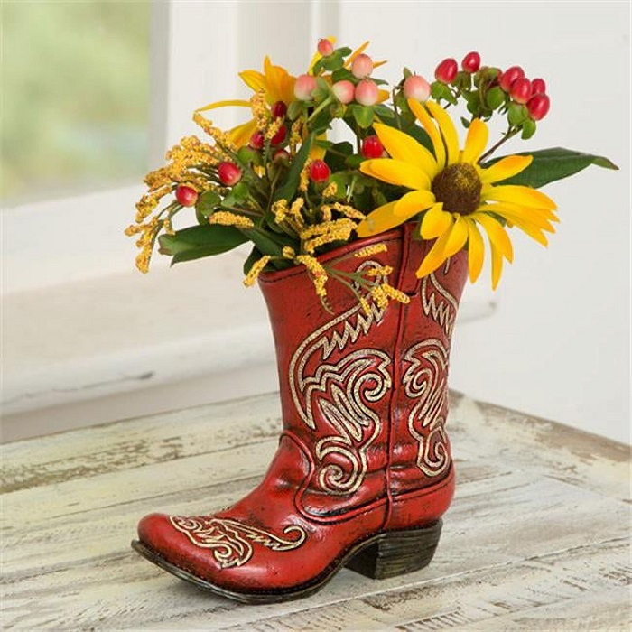 cowboy boot flower vase