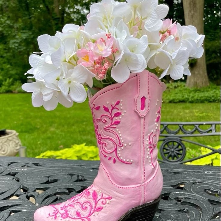 cowboy boot flower vase